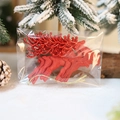 Sparkling red glitter reindeer Christmas tree ornament with a golden hanging string - Set of 6 / Red