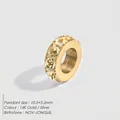 Pendentif rond en acier inoxydable doré 14K avec cristaux de pierre de naissance - Novembre Jaune Clair (Couleur Citrine)