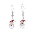 Fashionable Christmas Santa Claus drop oil alloy earrings with silver hooks for women - Detailed Santa Claus Enamel