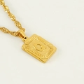 Golden stainless steel twisted rope chain necklace with rectangular letter Q pendant - Letter Q
