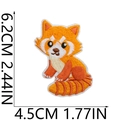 Detailed dimension view of red panda embroidery patch measuring 6.2cm by 4.5cm - Red Panda Style