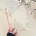 Detail of transparent PVC 6-ring binder with pink metal clips and snap button closure - A5 / Nude Pink