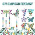 DIY diamond painting wind chime kit featuring colorful butterfly and flower pendants - DZ-19 Insect & Plant Collection