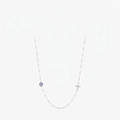 Collar de plata de ley S925 con colgantes de ojo azul brillante y cruz de cristal - Plata 925 / Plateado