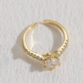 Classic six-prong 14K gold plated adjustable ring with sparkling zircon stone - Large Zirconia / 14K Gold