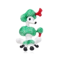 Poodle lapel pin with green textured enamel and classic white and red crystal accents - Cartoon Poodle (YNCP7670 Silver Base)