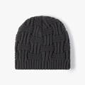 Unisex charcoal grey basket-weave knitted beanie hat for winter warmth and comfort - Dark Gray