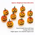 Confezione da 10 zucche di Halloween arancioni in schiuma con facce per decorazioni - Zucca Rotonda Faccia da Fantasma (Arancione) 10 pz
