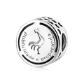 S925 sterling silver charm bead with rooster engraving and heart cutout design - Advertising