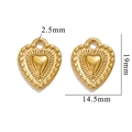Golden stainless steel heart pendant with measurements 19x14.5mm for DIY jewelry - 697 (Heart Embossed) / Gold