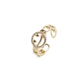 Adjustable gold plated punk smiley face ring with cuban link chain and zircon pavé - Adjustable Open / Thick Chain Micro Zirconia Smile Face