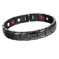 Heren magnetische armband van zwart roestvrij staal met rode inlays en stevige vouwsluiting - Heren-Zwart