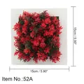 Artificial red plant succulents in white square frame wall decor 15cm x 15cm - Style 52A