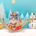 Décoration de Noël DIY 5D peinture diamant acrylique Père Noël sur son traîneau - Série de Noël Rocking / Kit de Peinture Diamant