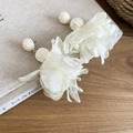 Elegante handgefertigte weiße Raffia-Blumen-Ohrstecker für einen schicken Strand-Resort-Stil - Beiger Stoff Raffia Ballstil (41# Stahlstift)
