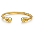 Goldenes Edelstahl-Drahtseil-Armband mit runden Enden im minimalistischen Design - Gold