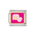 Silver stainless steel charm with pink enamel Scorpio zodiac sign for modular bracelets - Scorpio