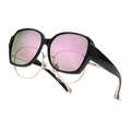 Women's black fit-over polarized sunglasses with purple mirrored lenses over gold frames - Glossy Black Frame Pink Coated Lens