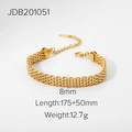 Bracciale a catena cubana intrecciata in acciaio inossidabile dorato largo 8 mm con chiusura - Catena a Maglia Cubana da 8mm