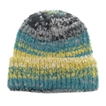 Close-up of thick knit gradient beanie showing blue and green textured yarn patterns - M(54-60cm) / Grey Blue Green Yellow Gradient (3#)
