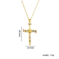 Collana a croce in acciaio titanio dorato con gemme colorate, 38,5mm per 22,5mm - Oro con zirconia multicolore