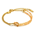 Twisted chain bracelet with orange beads and knot design in gold finish for women - Orange Natural Stone Splicing (Gold Twist Chain-2)