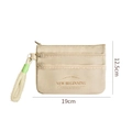 Organizer per passaporto giallo crema con tripla cerniera, misure 19 cm x 12,5 cm - Beige