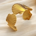 Minimalistischer Armreif aus 18k vergoldetem Edelstahl mit großem Muschel-Design - Gold (SS-YS074-G)
