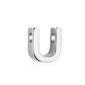 Modern S925 sterling silver U-shaped letter heart pendant in polished silver finish - White Gold DY130025 (U)