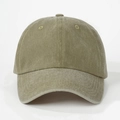 Classic washed cotton baseball cap in olive green with adjustable soft top design - One Size / Dark Khaki