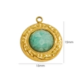 15mm round 14K gold plated stainless steel pendant with faceted light green gemstone - Amazonite