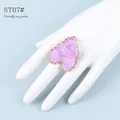 Paleta de anillo de resina mármol rosa en forma de corazón con borde dorado - Estilo Corazón (ST07#)