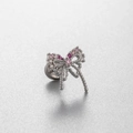 Silberne Schmetterling-Ohrringe mit rosa Zirkonia und Schraubverschluss für Damen - Rosa Edelstein Schleife Stil (A117-3#)