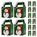 Scatole regalo di Natale verdi con motivo pupazzo di neve e testo Merry Christmas - Verde