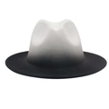 Detailed texture of black and white gradient wool felt fedora with a smooth finish - M (56-58cm) / White + Black