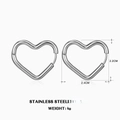 Silver stainless steel heart hoop earrings with dimensions 2.2cm height and 4g weight - Steel - Heart Style (ZN467S)