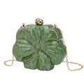 Green flower acrylic clutch bag with resin texture and golden chain for evening events - Starry Green