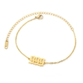 Goldenes Edelstahl-Fußkettchen mit gotischer 999-Zahl und verstellbarem Verschluss - 999 Fußkettchen / Gold