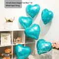 Set of 10 Tiffany blue heart-shaped 18-inch foil balloons for festive party decoration - 18 Inch Tiffany Blue Heart (10PCS)