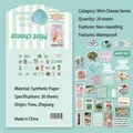 Detail of Mint Cheese Sticker Pack featuring 30 waterproof synthetic paper illustrations - XCC002 Mint Cheese - 30 Sheets/Pack