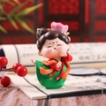 Q-version Tang Dynasty lady figurine in red and green hanfu in a dancing pose - Large Dancing Style (1056-1B)