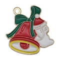 Ciondoli natalizi a campana e calza in smalto per gioielli fai da te in rosso e verde - Stile Campanello Coniglio (19592) / 1 Pezzo (24x24mm)
