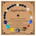 Handmade Sagittarius blue sandstone bead bracelet with celestial charms on card - Sagittarius-Elastic Style