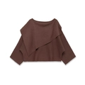 Donkerbruine gebreide poncho voor dames met asymmetrisch ontwerp en wijde vleermuismouwen - S / koffiekleur