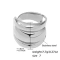 Silver stainless steel spiral layered ring size 7 with 7.7g weight and 1.8cm height - US 7 / A780-Steel-Multi-layer