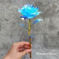 Iridescent artificial gold foil rose flower in macaron blue color for romantic gift - Crystal Blue