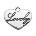 Vintage silver hollow heart pendant with Lovely engraving and metallic shine - Lovely Heart (10911)
