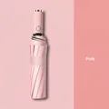 Pink automatic folding UV umbrella for sun protection with silver handle detail - 10-Rib Automatic / Midsummer Pink