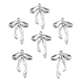 Set of six polished silver alloy hollow bow charms for DIY jewelry making and crafts - No. 12 Bowknot-Silver-21*30mm