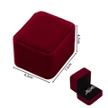 Deep red velvet jewelry box dimensions 6.5x7.5x4.7cm with dual ring slots interior - Double Ring Box / Burgundy